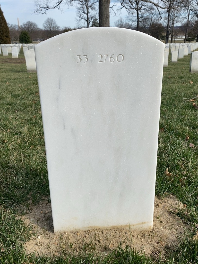 Back of headstone — Walter Oliver Cary