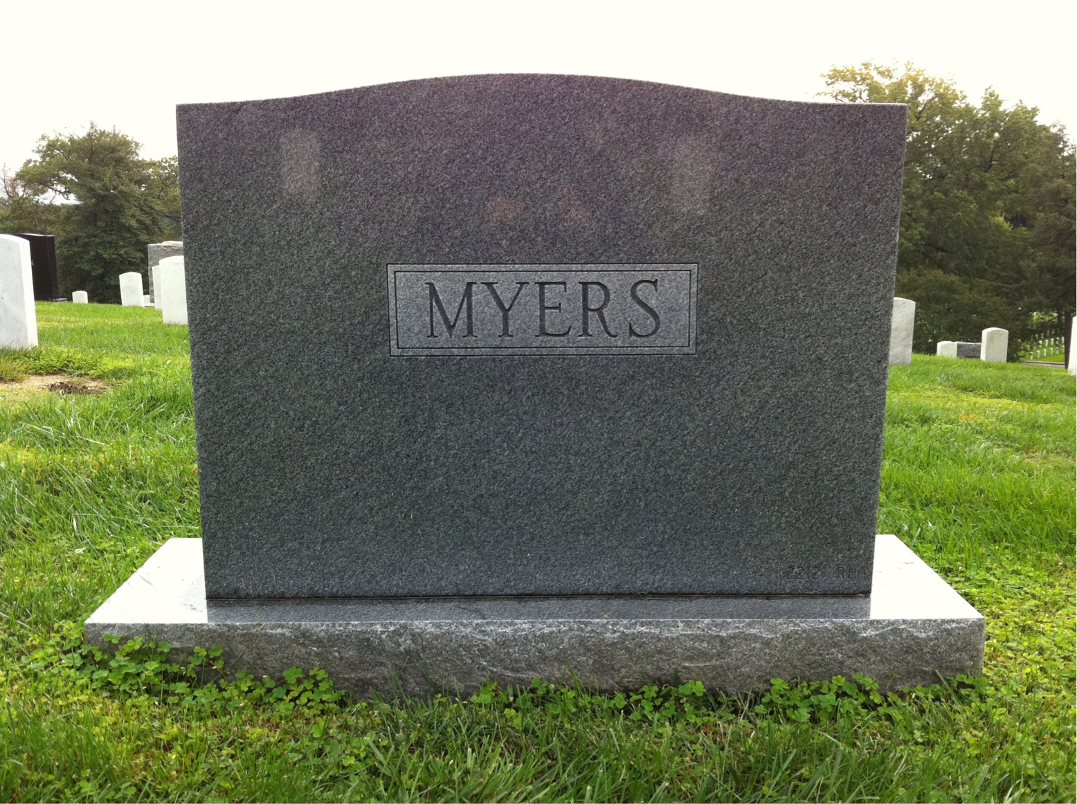 Back of headstone — Arthur Myers