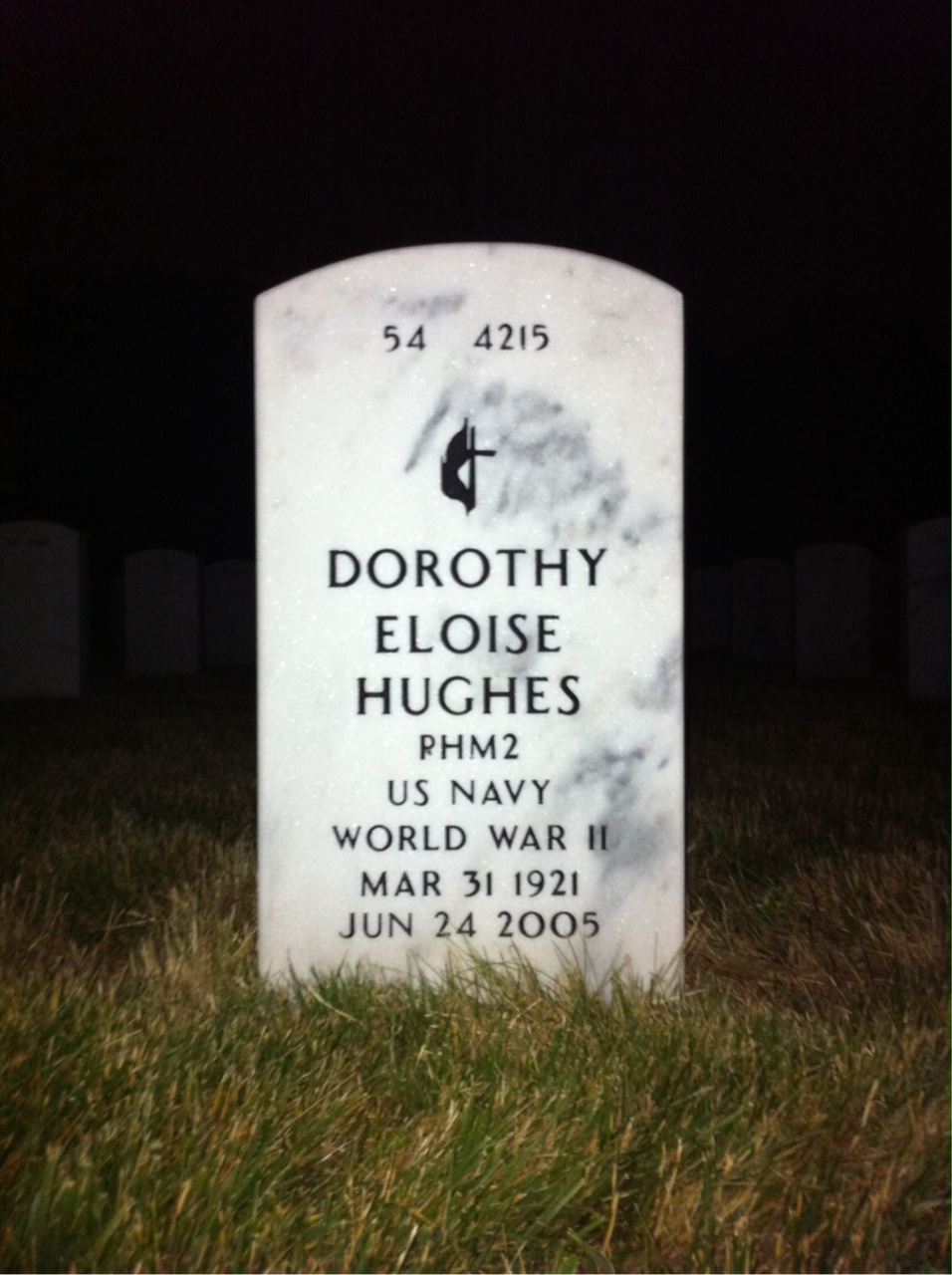 Back of headstone — Dorothy Hughes