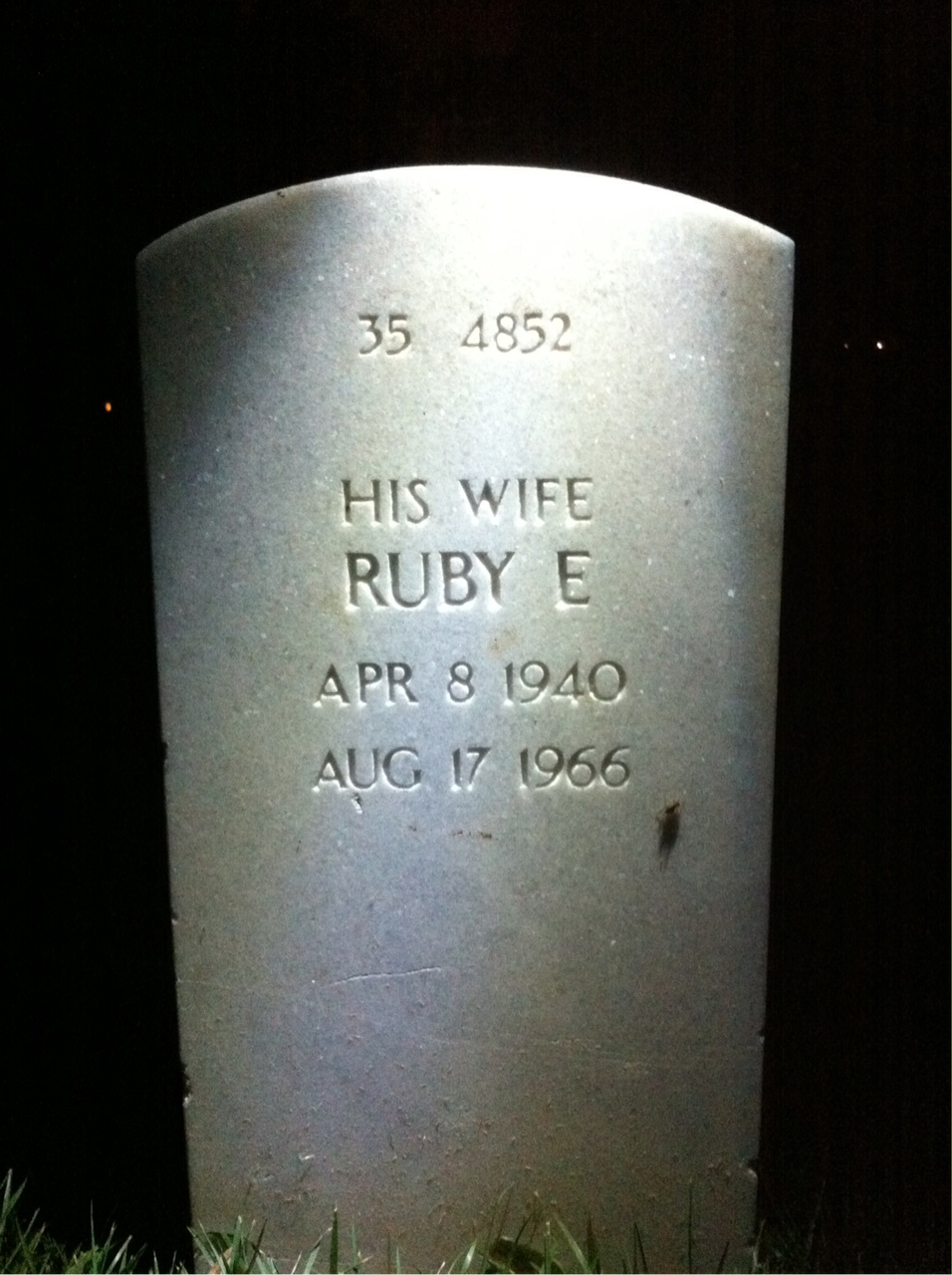Back of headstone — David E Johnson