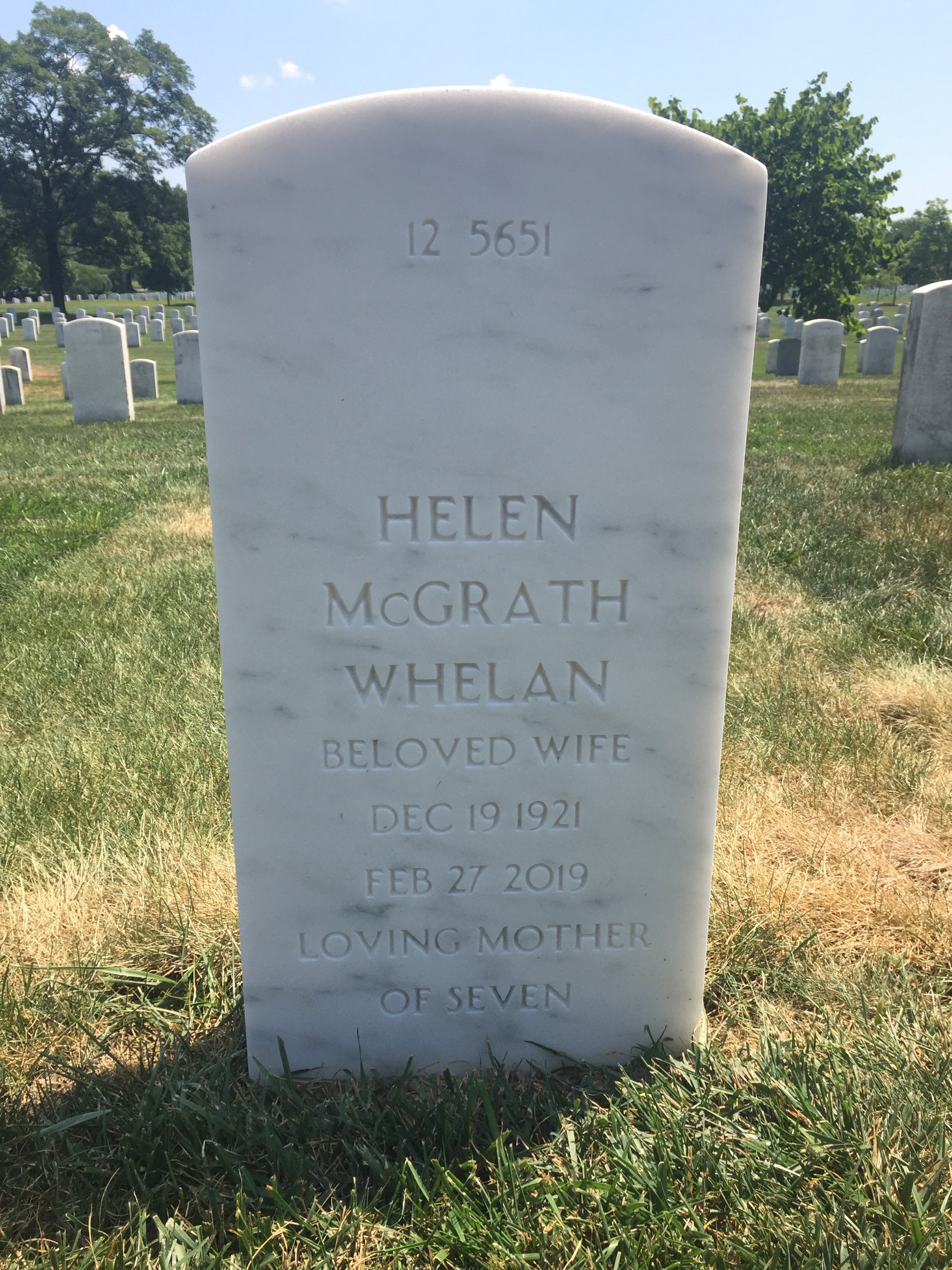 Back of headstone — John Whelan