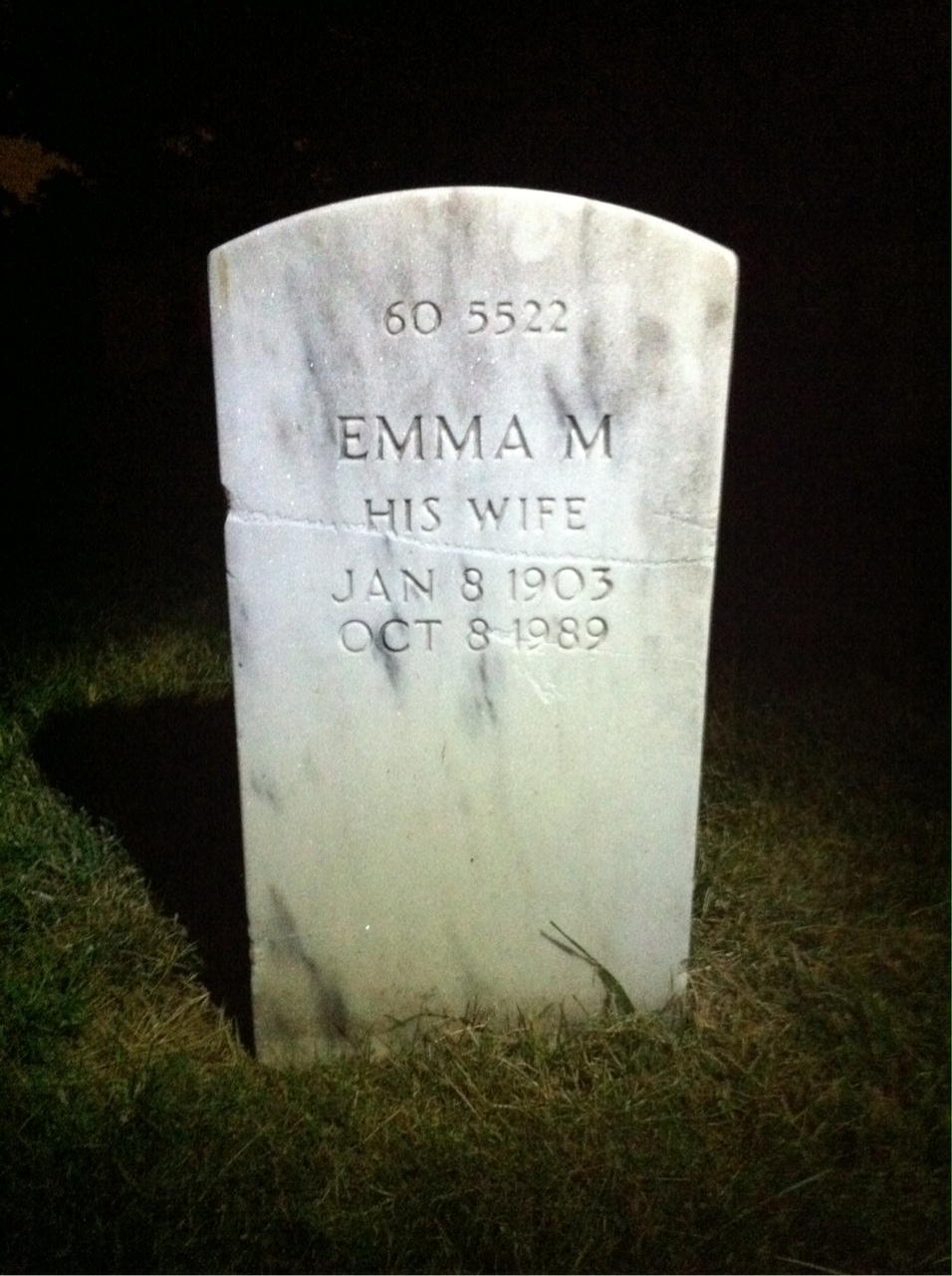 Back of headstone — Robert E Mcvay