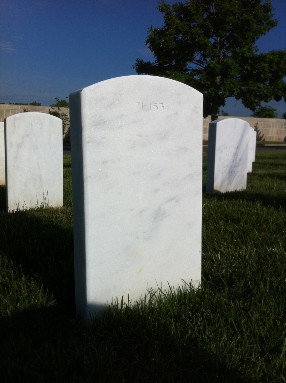 Back of headstone — David Bader