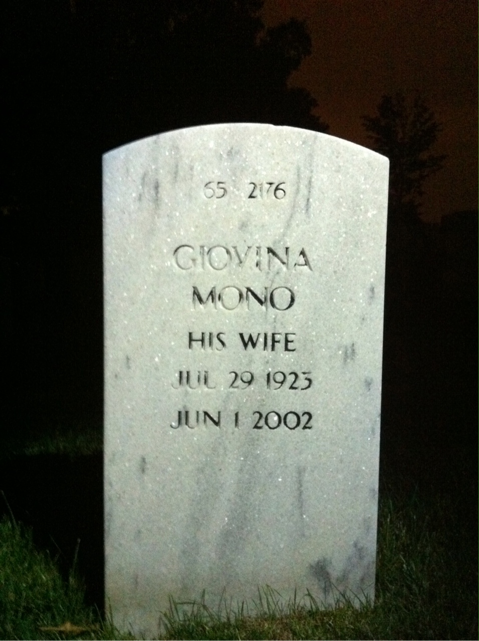 Back of headstone — William Shuman
