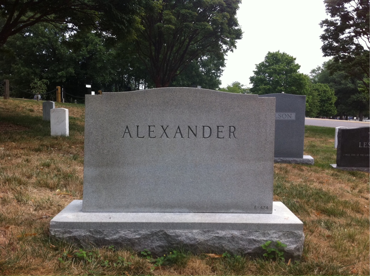 Back of headstone — David Alexander