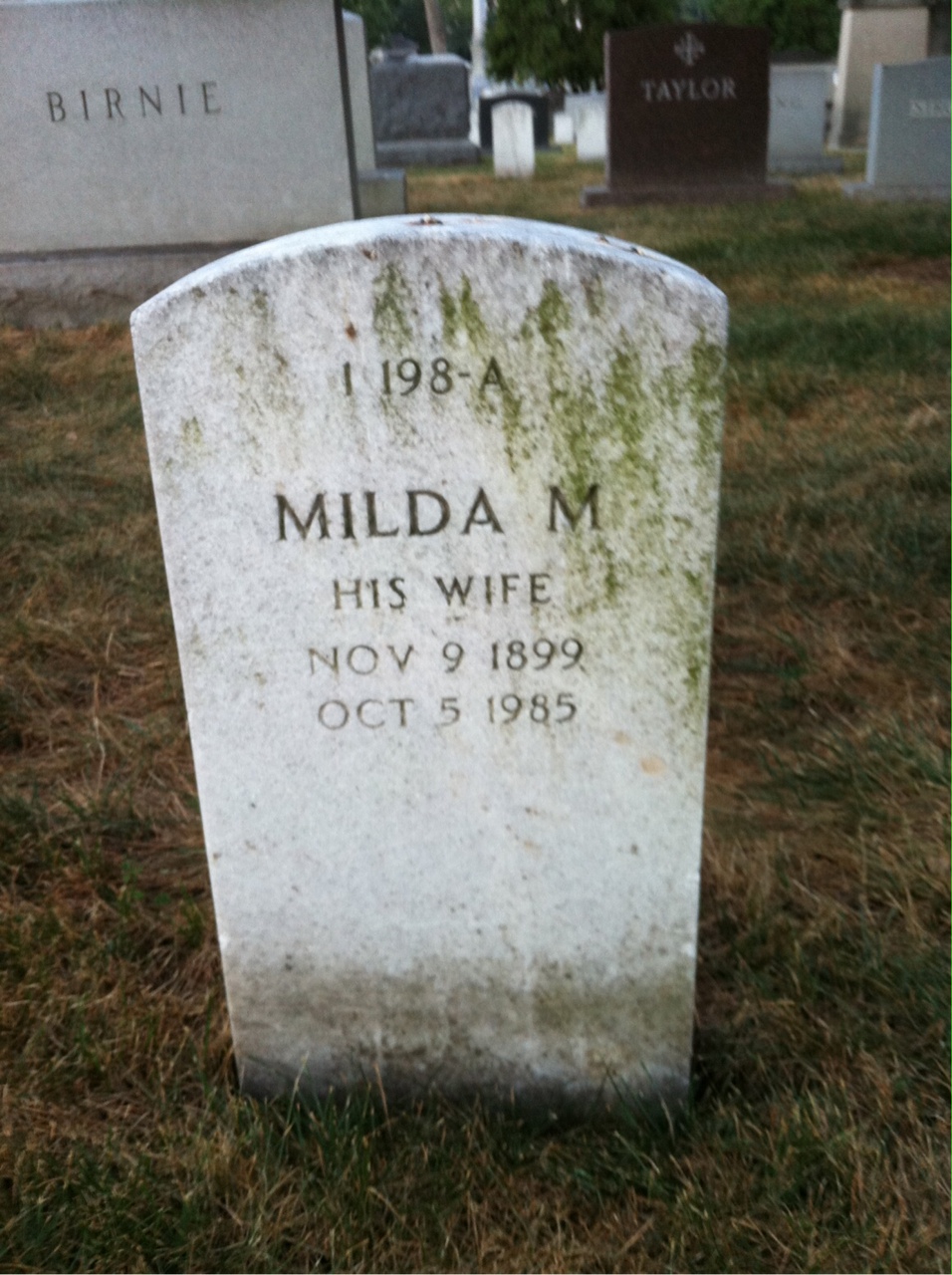 Back of headstone — Spencer Armstrong