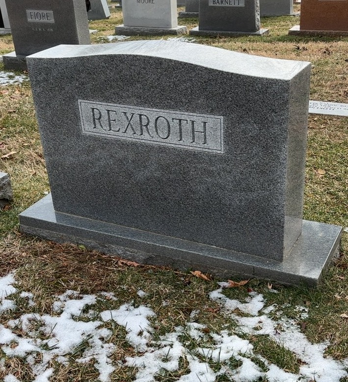 Back of headstone — John Rexroth