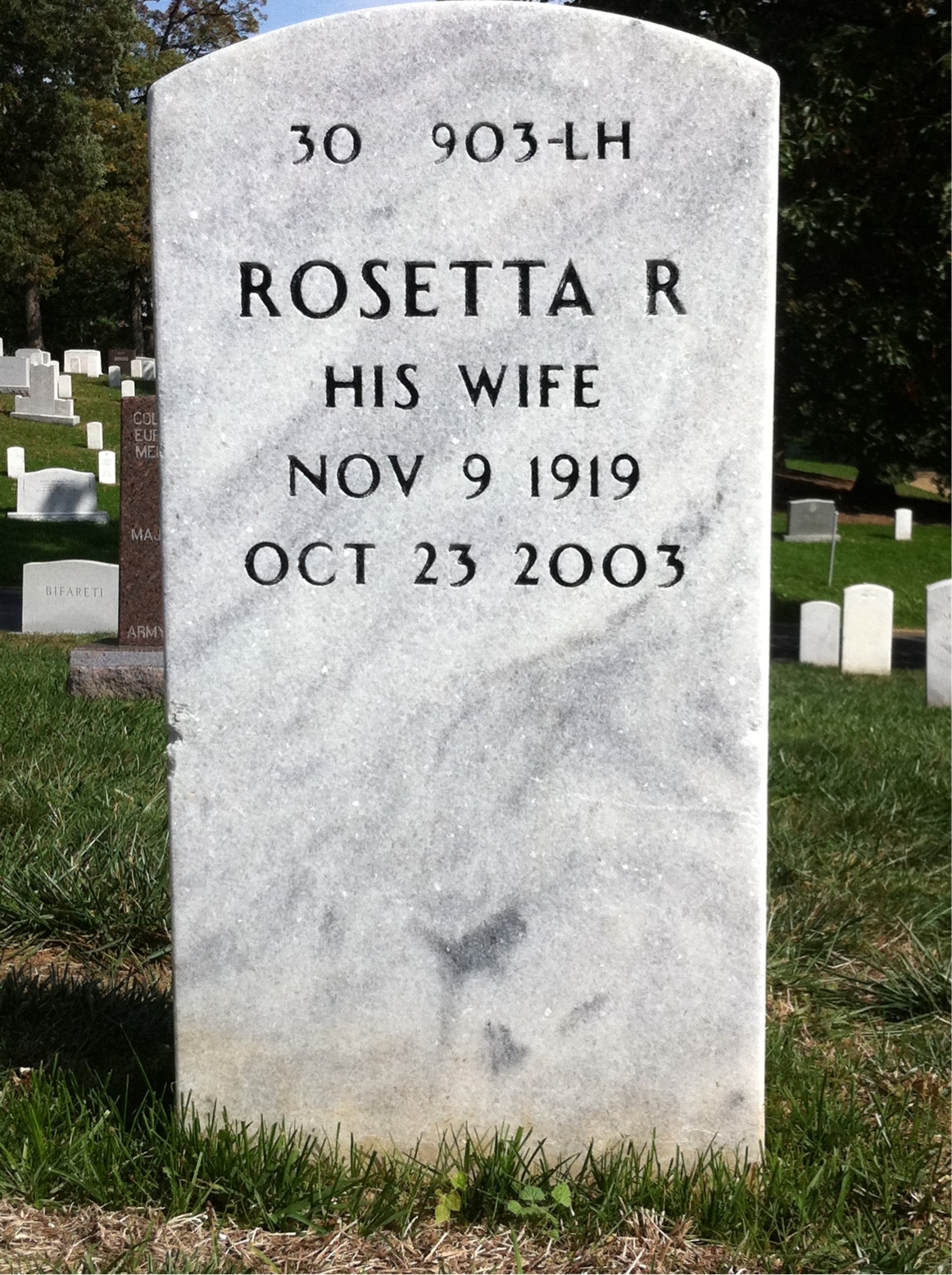 Back of headstone — Albert Stark