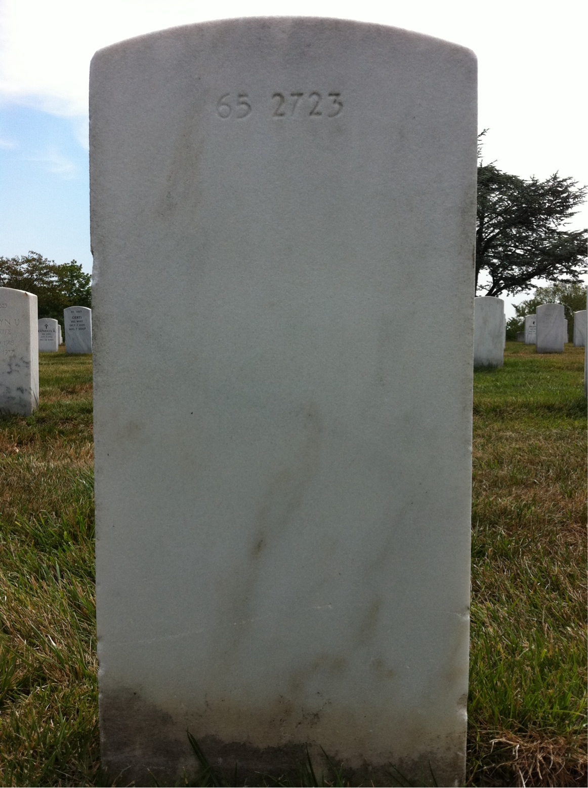 Back of headstone — Frederick J Miller