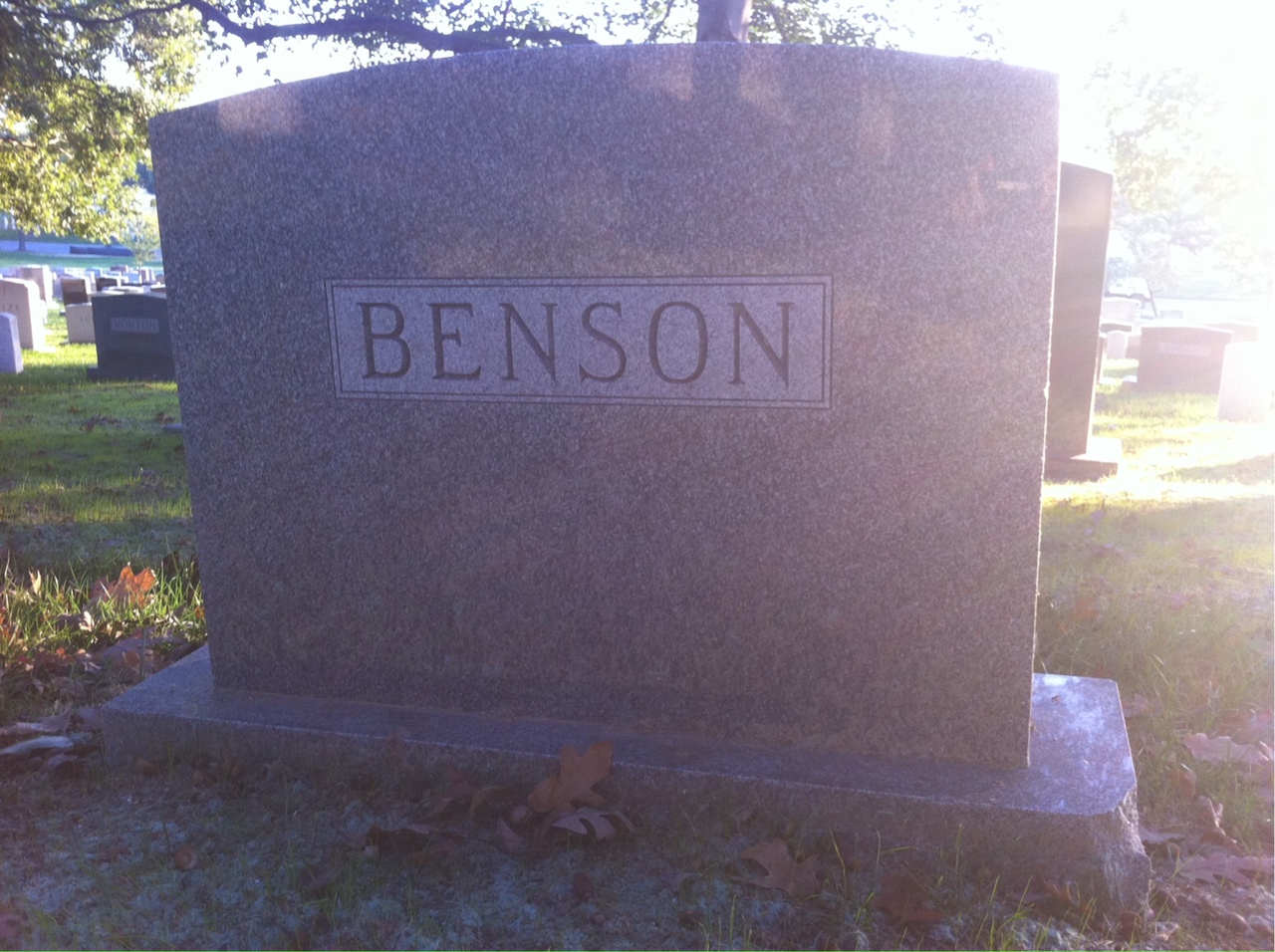 Back of headstone — Bernice Benson
