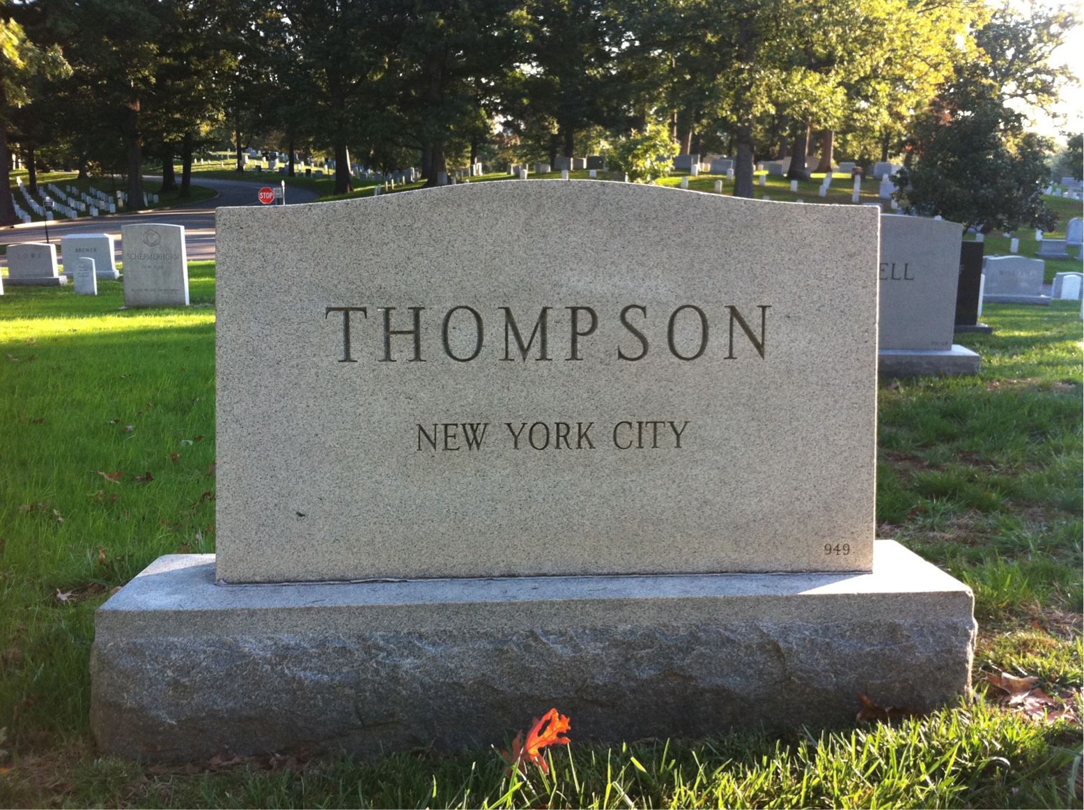 Back of headstone — William M Thompson