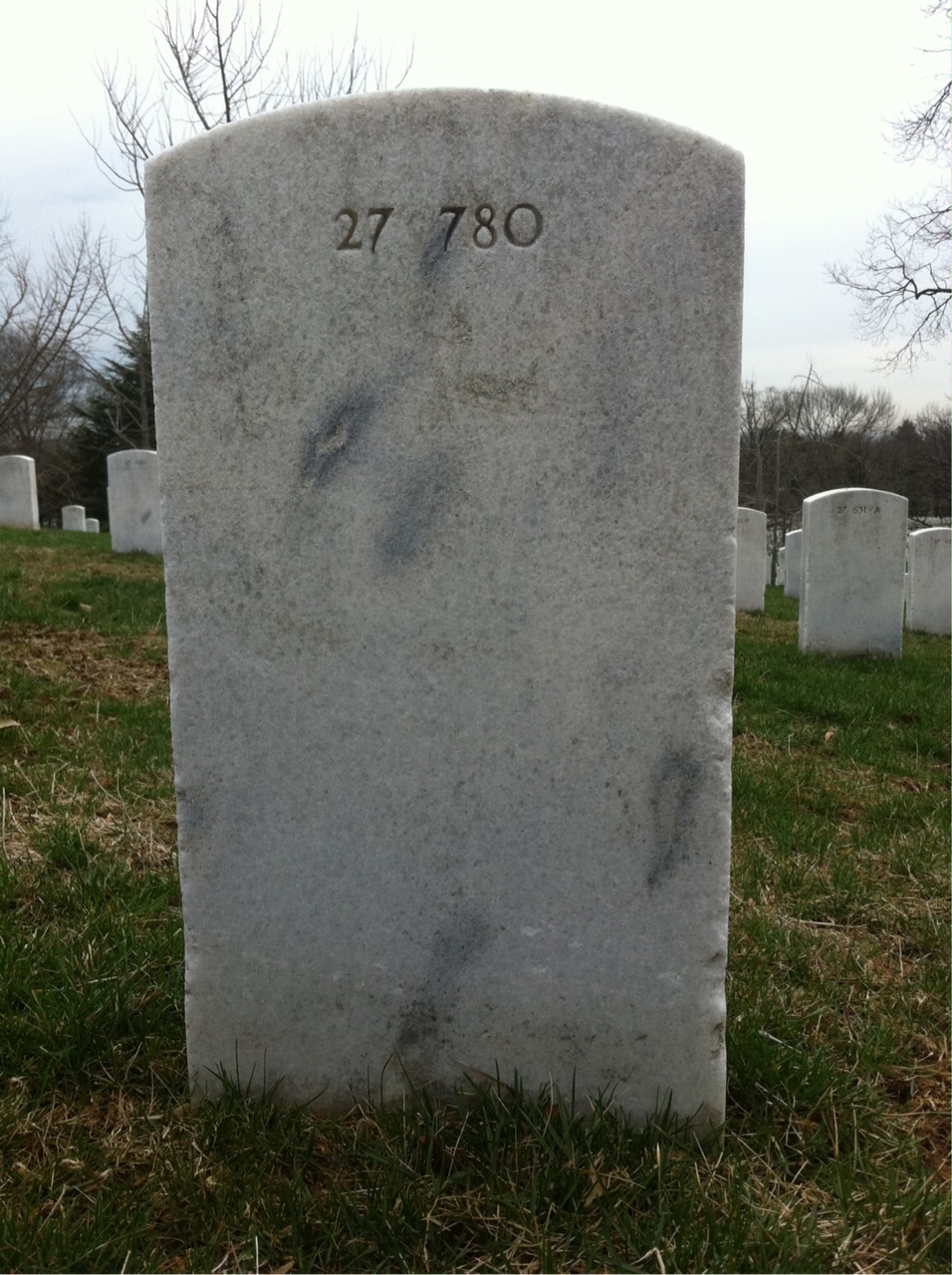 Back of headstone — Albert Adams