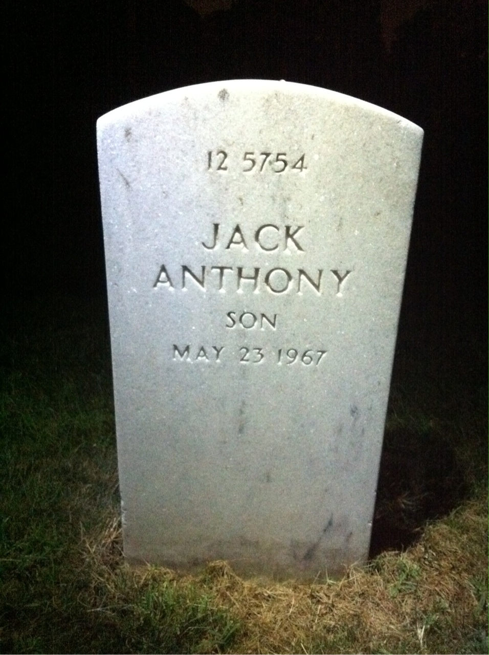 Back of headstone — Jack Biddle