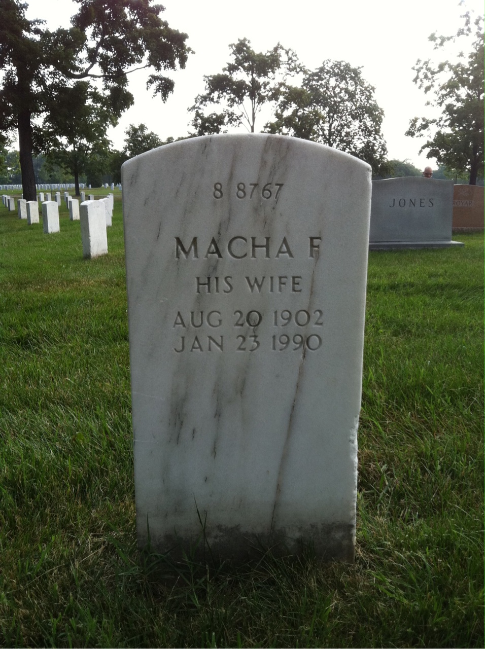 Back of headstone — Macha Barrett