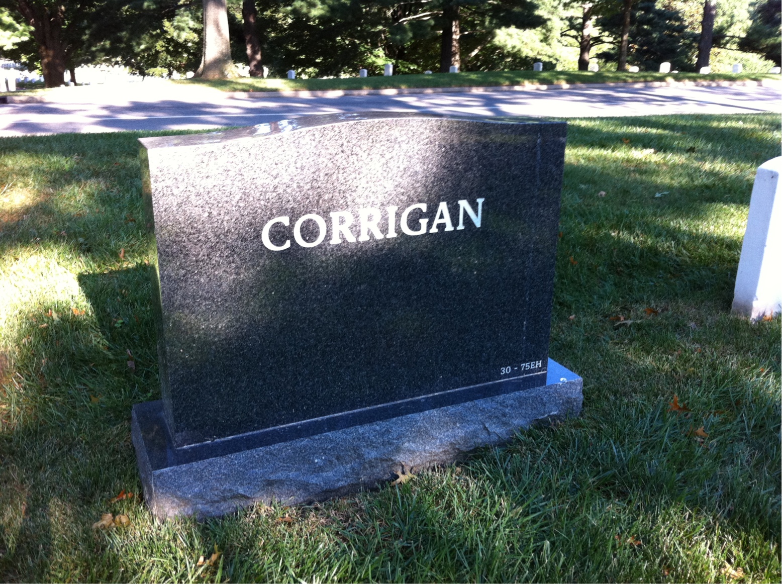 Back of headstone — Richard Corrigan