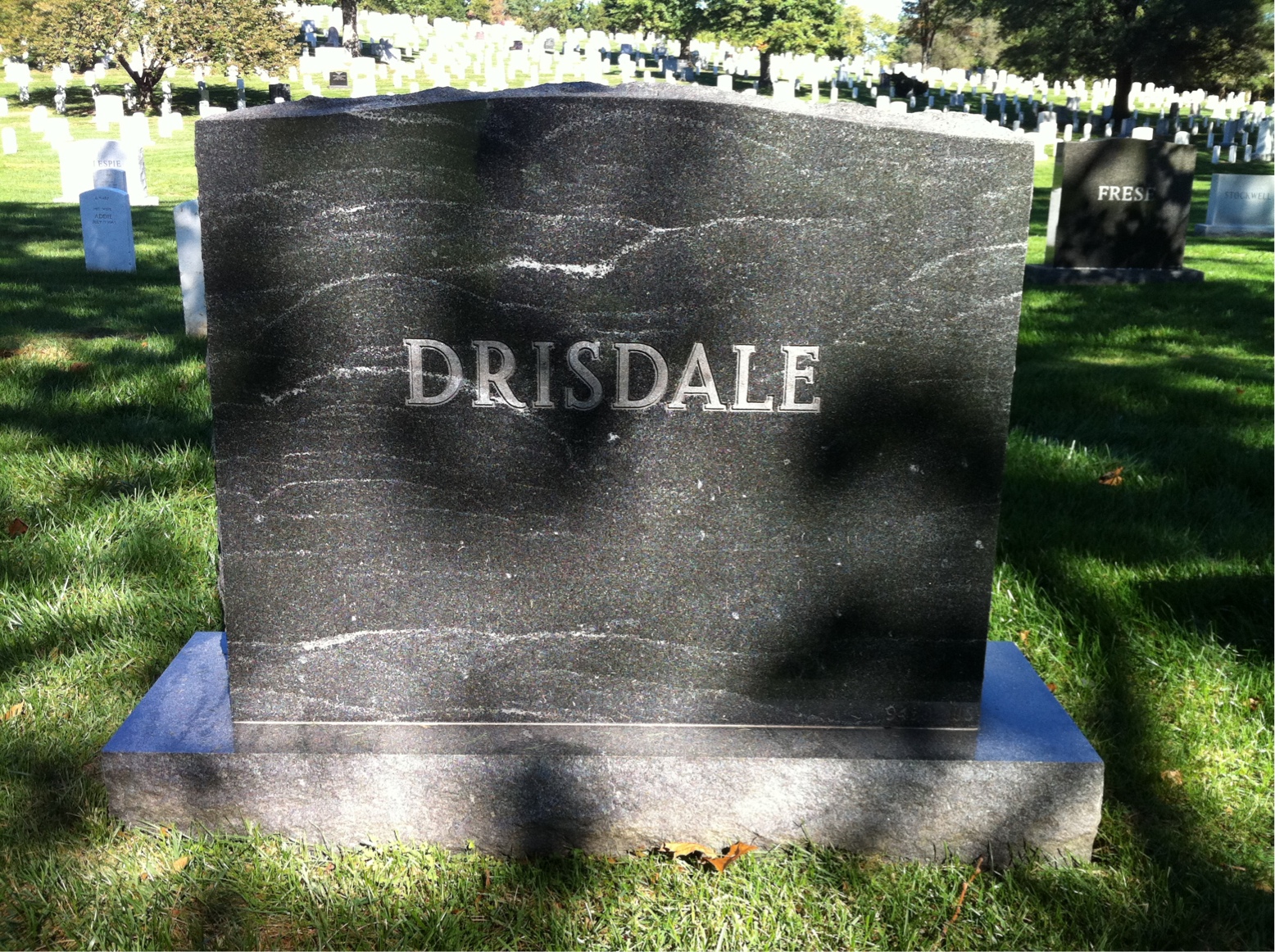 Back of headstone — Fred Drisdale
