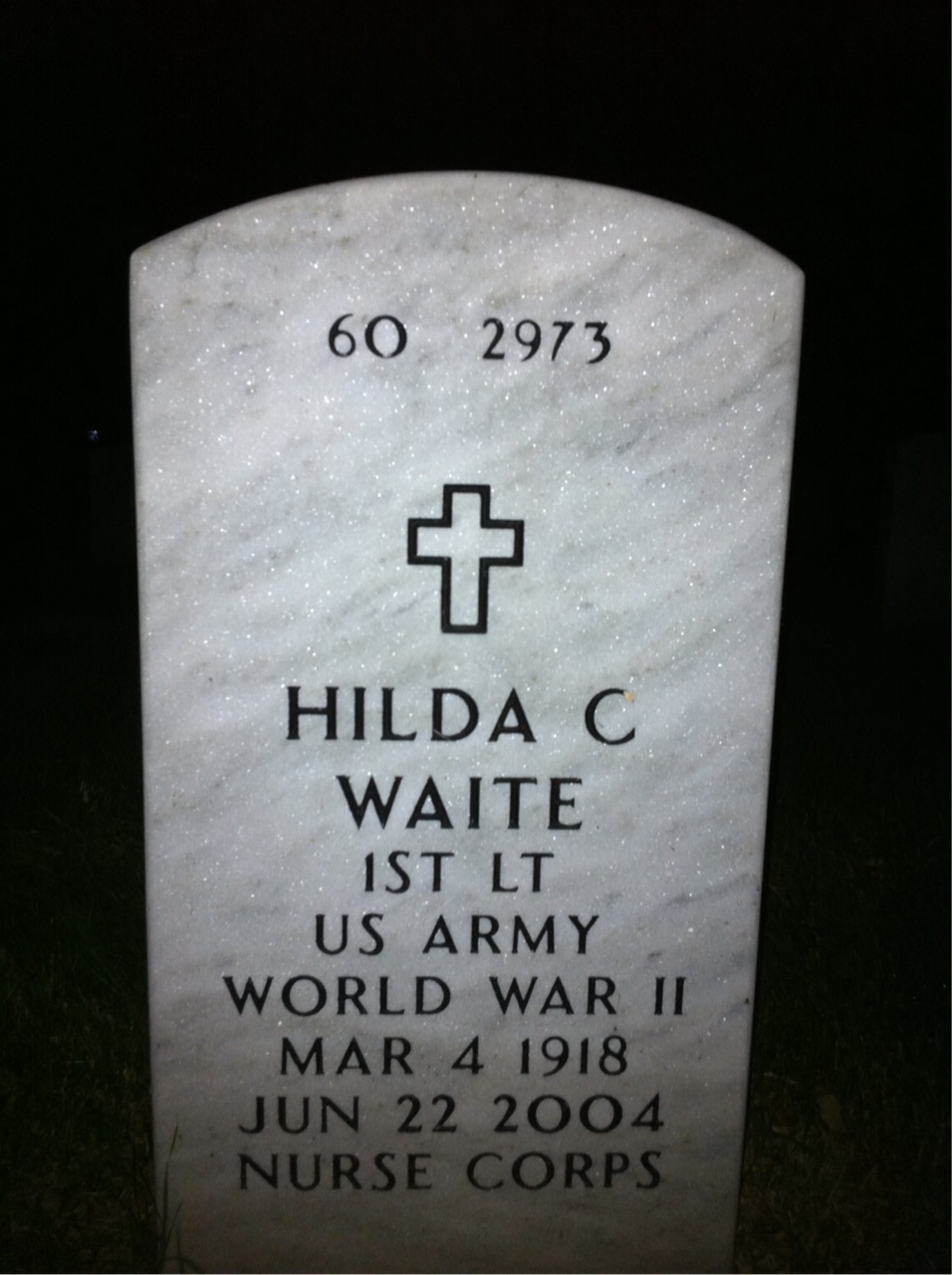 Back of headstone — Hilda Waite