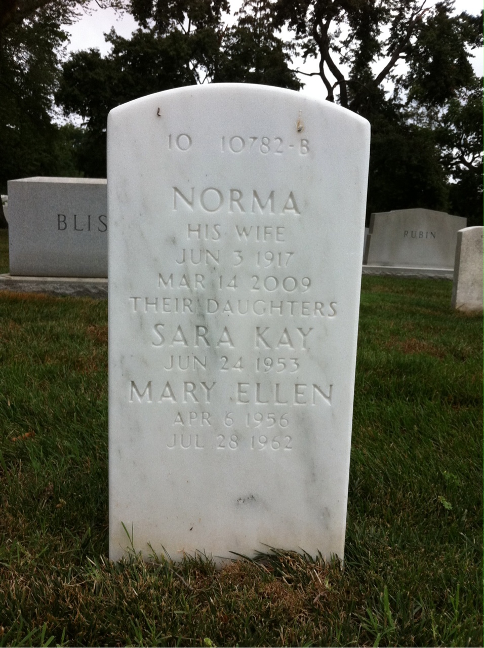 Back of headstone — Sam Carter