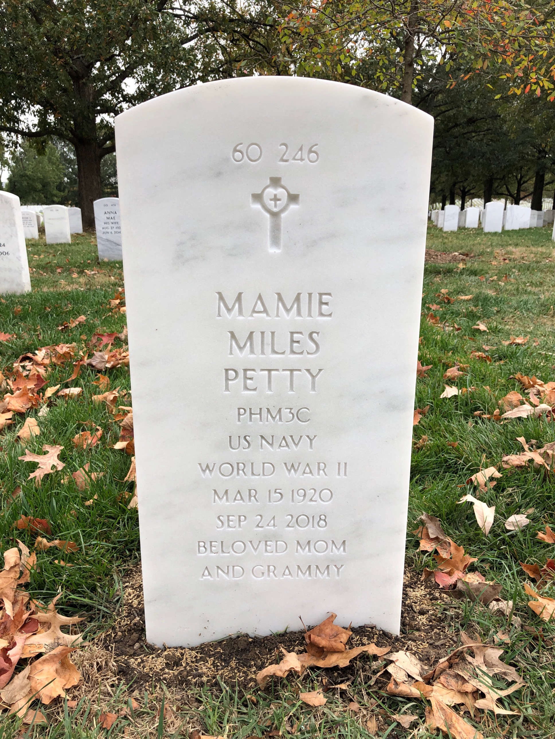 Back of headstone — Edgar Miles