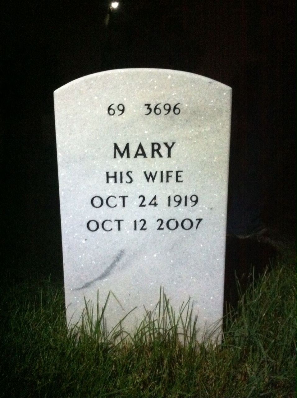 Back of headstone — Melvin Carpenter