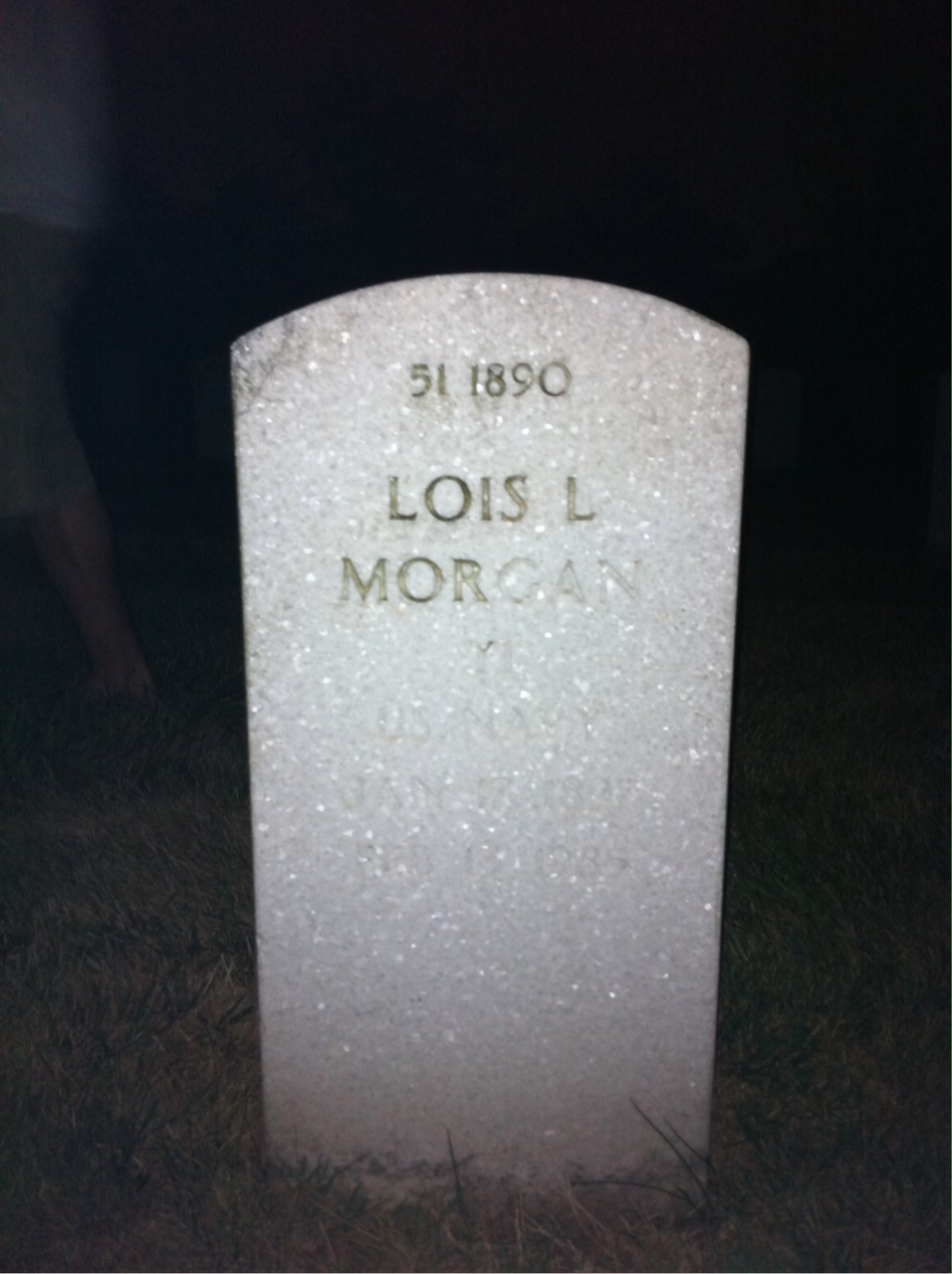 Back of headstone — Lois Morgan