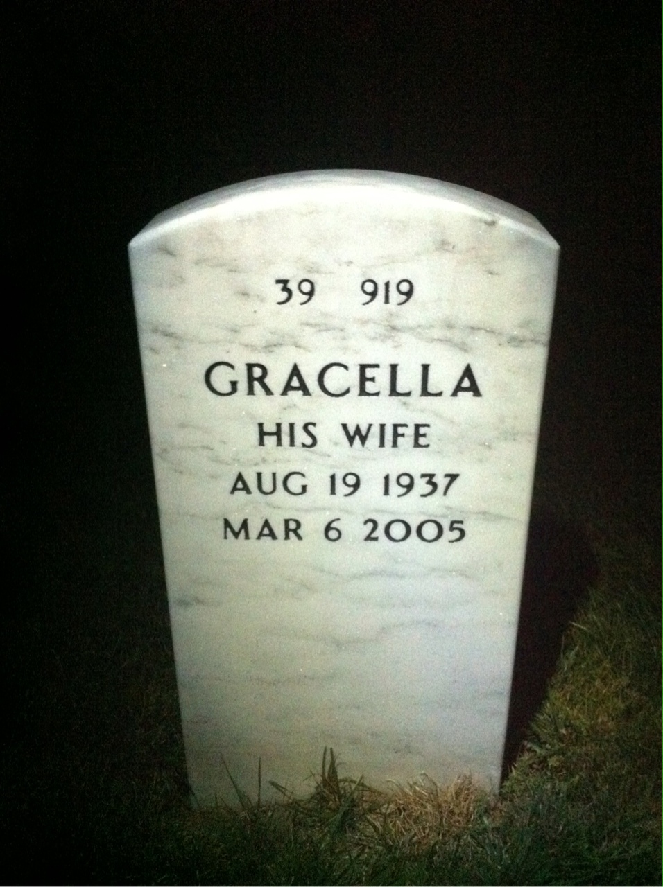 Back of headstone — Leon Moore
