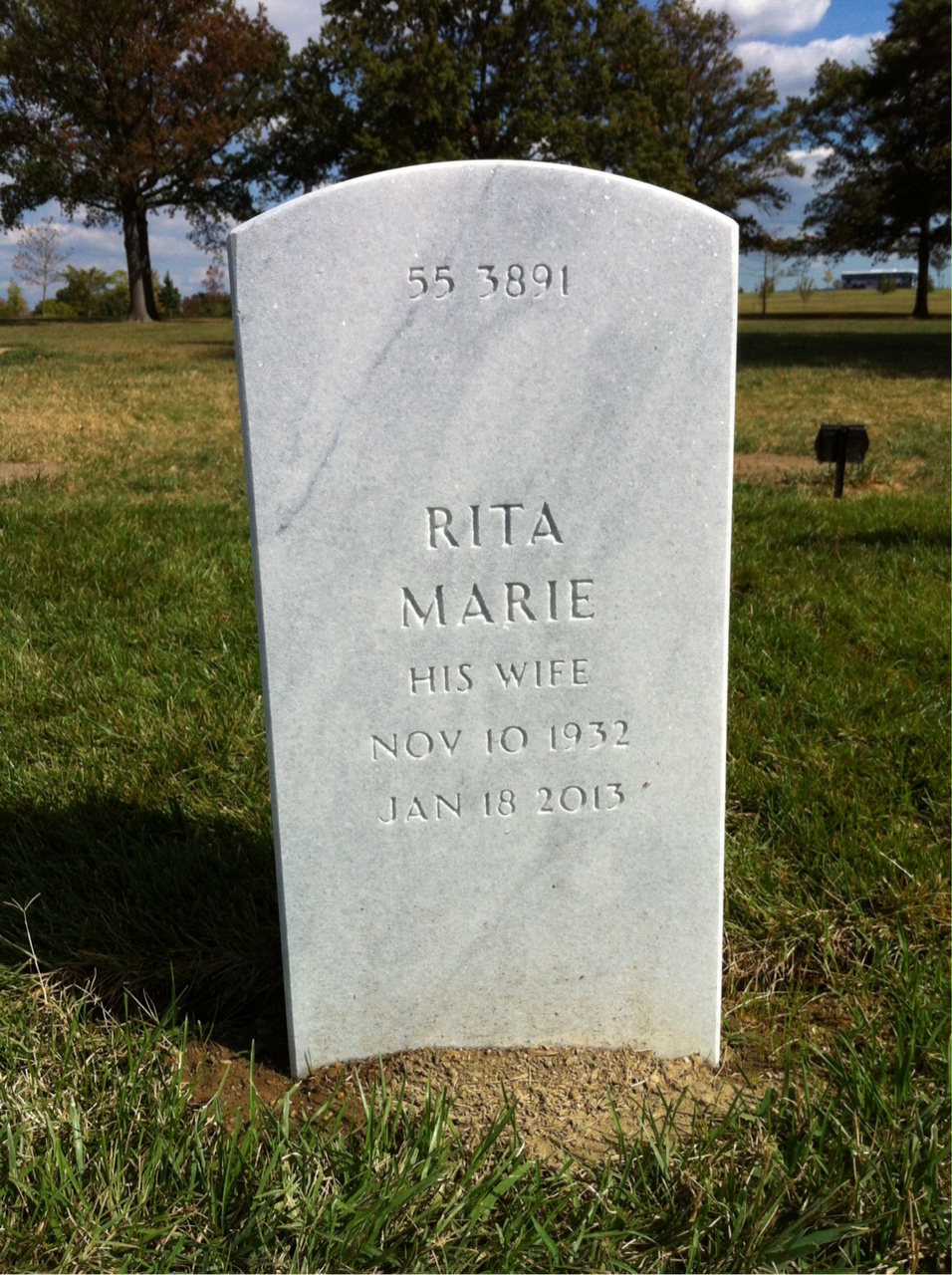 Back of headstone — Richard Brace
