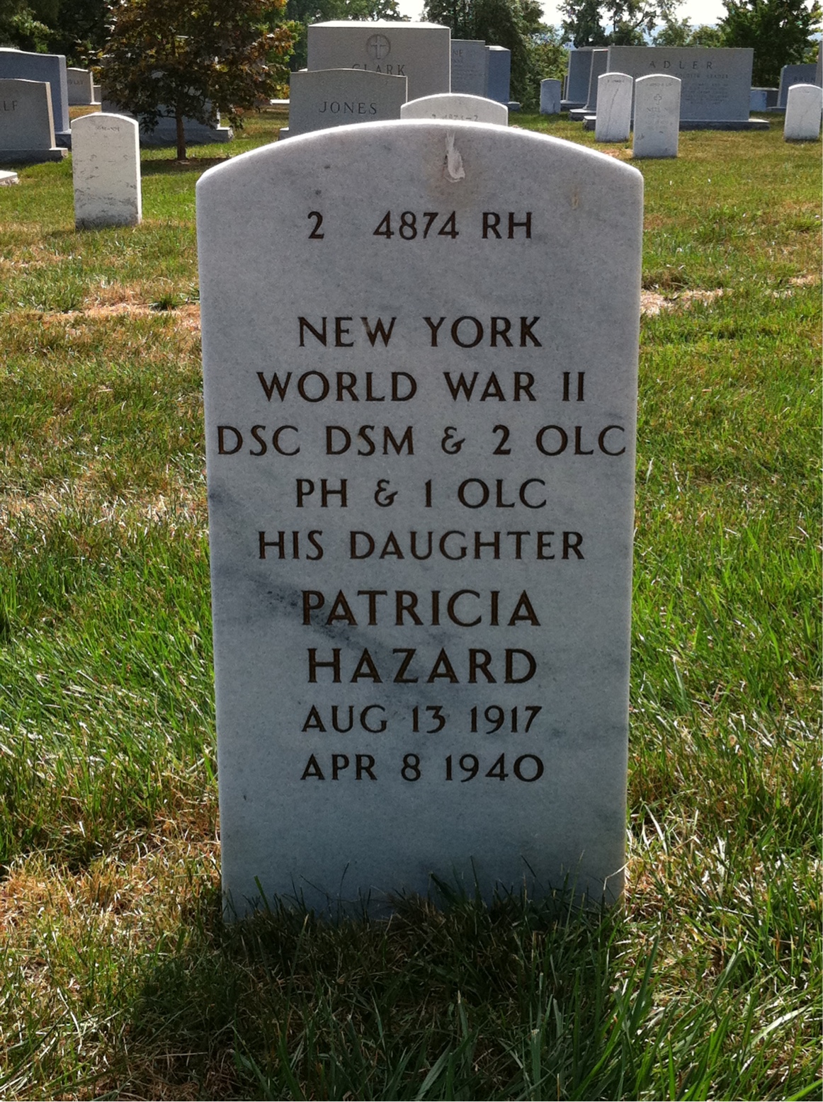 Back of headstone — William J. Donovan