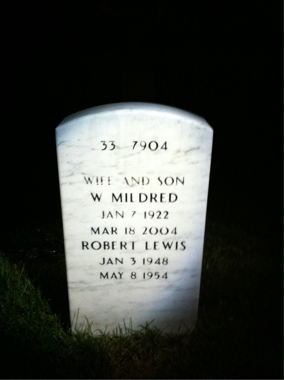 Back of headstone — Vernon Halling