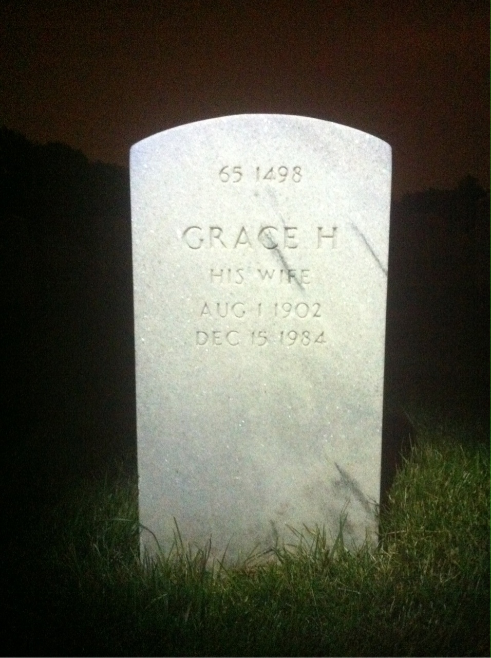 Back of headstone — Walter J Wolfe