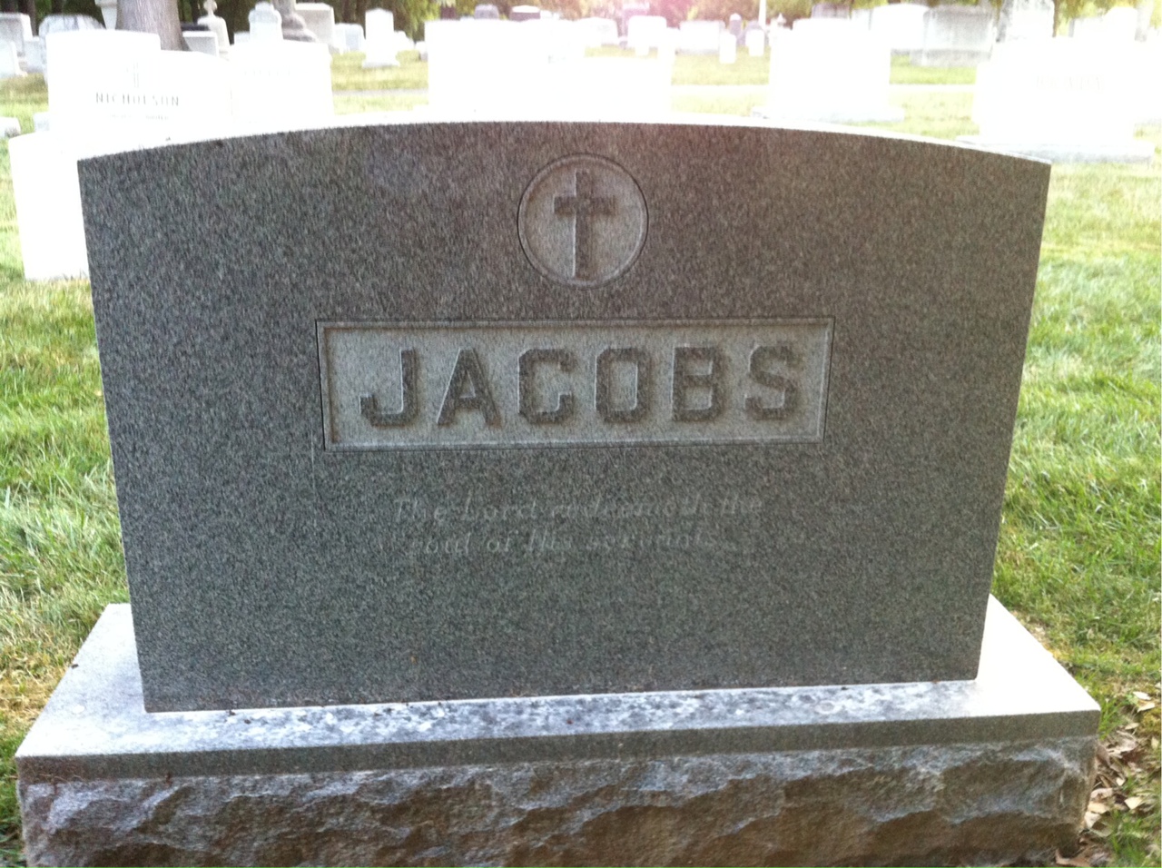 Back of headstone — Lawrence Jacobs