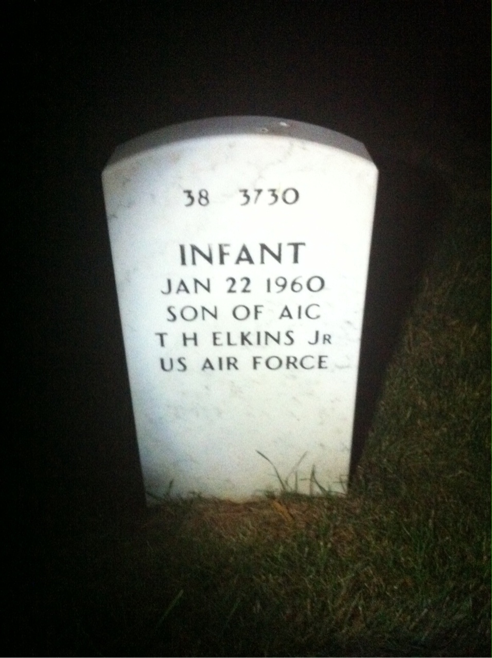 Back of headstone — Timothy Elkins