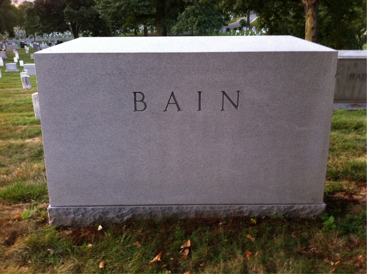Back of headstone — Anna Bain