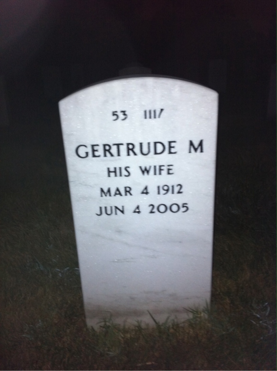 Back of headstone — Harry Ross
