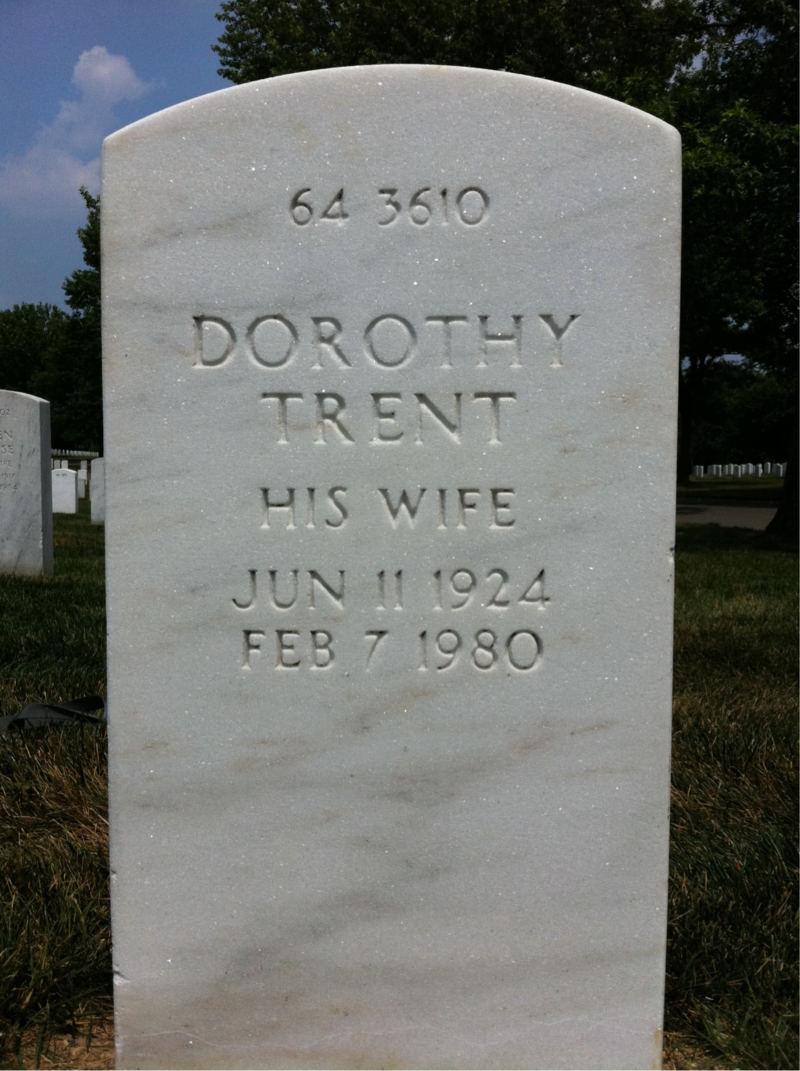 Back of headstone — Dorothy Bailey