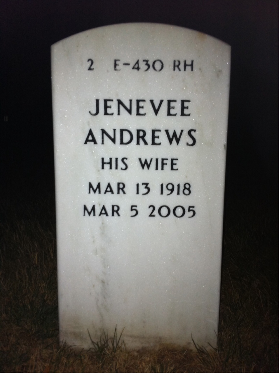 Back of headstone — William Dudding