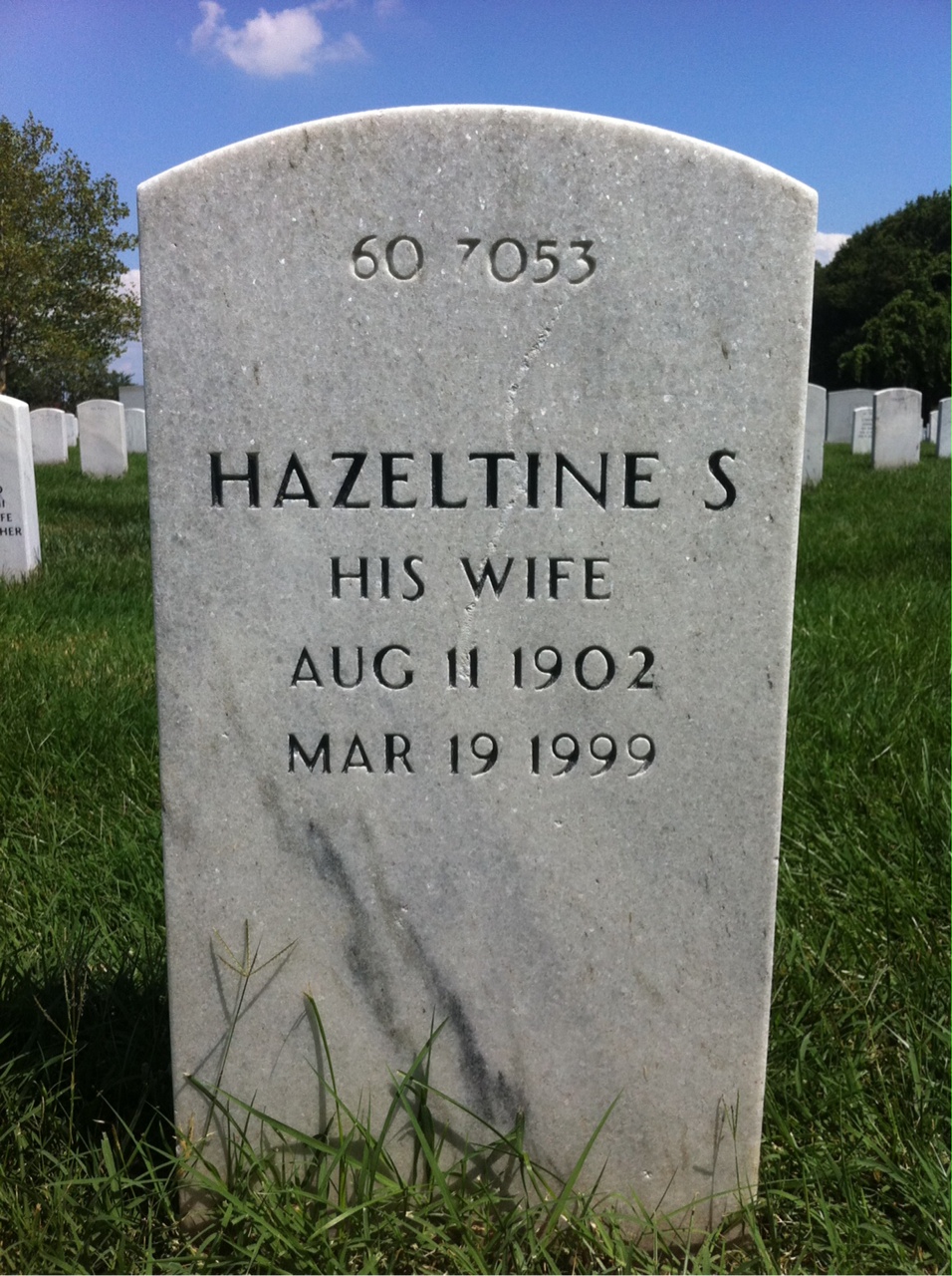 Back of headstone — Hazeltine Mills