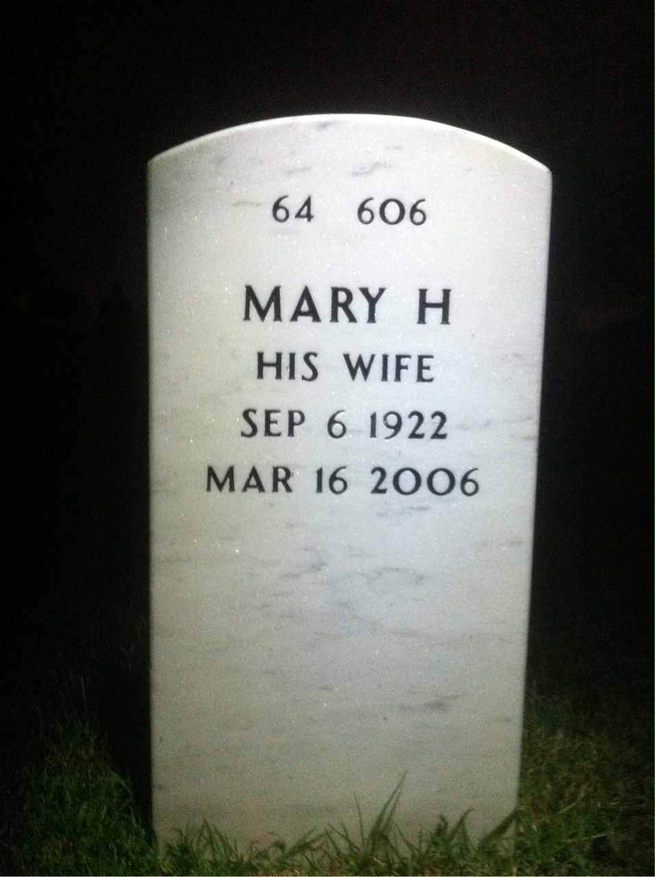 Back of headstone — Mallery Wooster