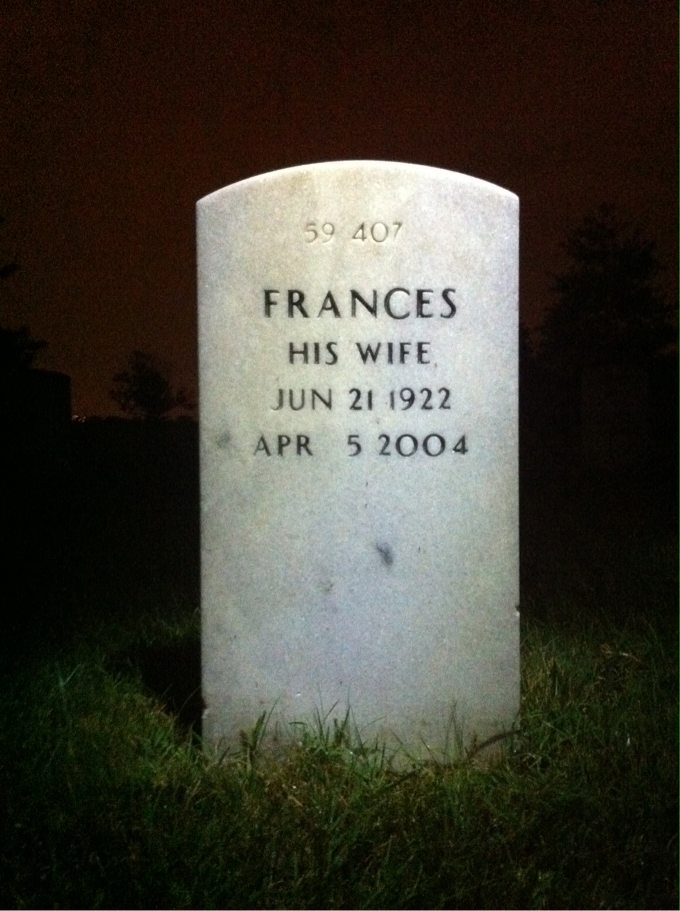 Back of headstone — William Meroney