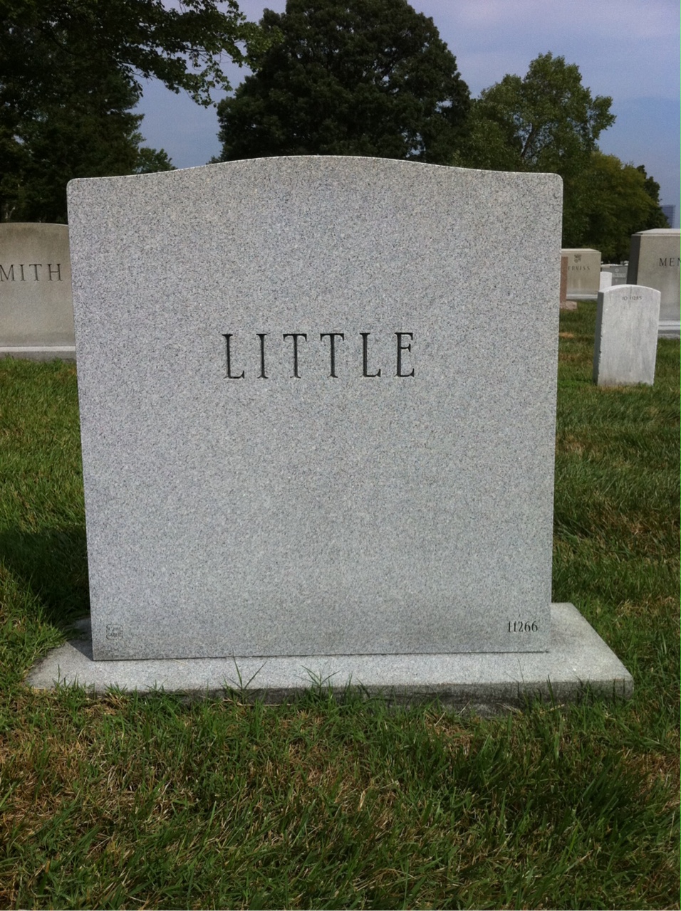 Back of headstone — Joseph Little