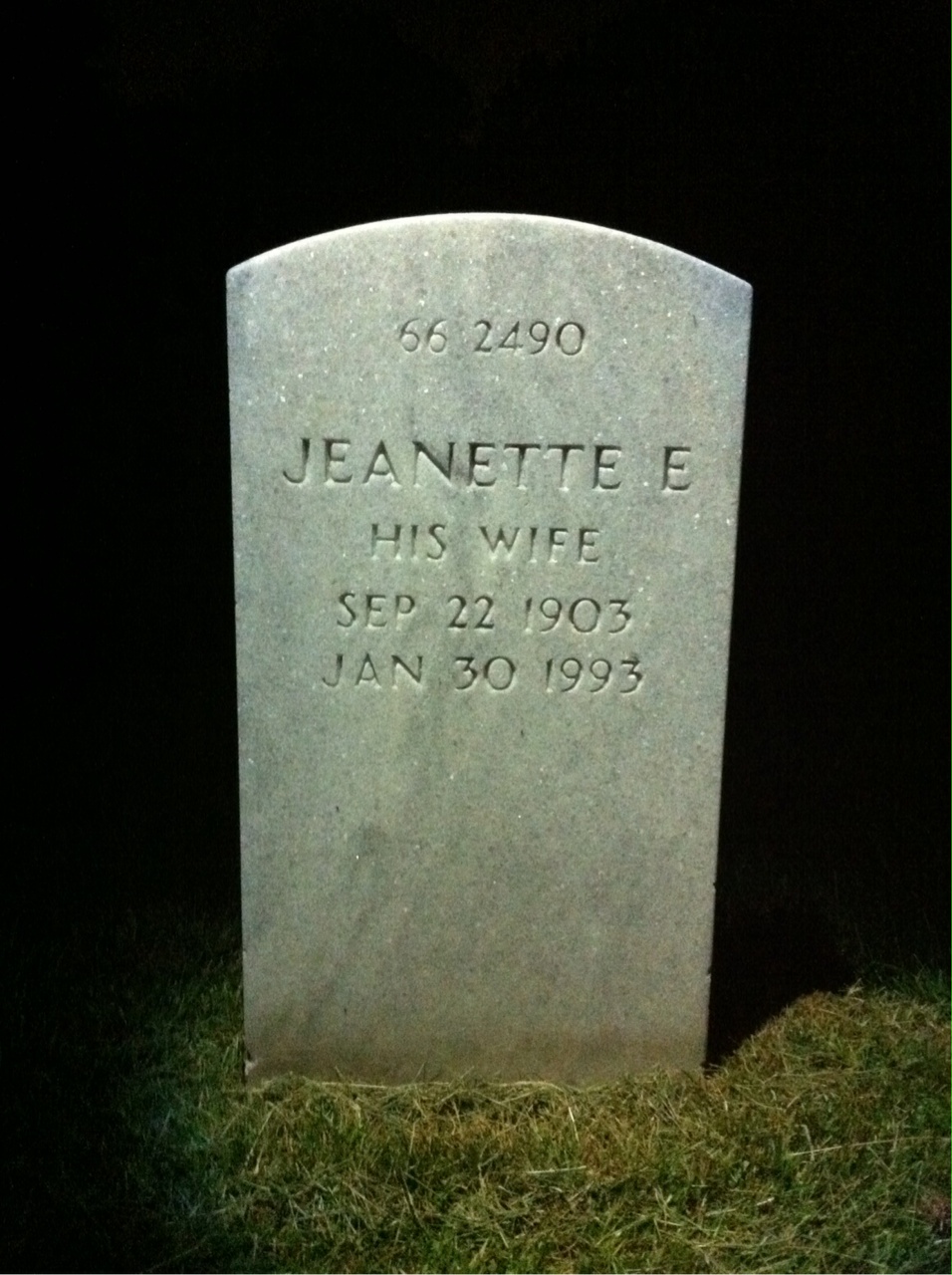 Back of headstone — Irving Amber