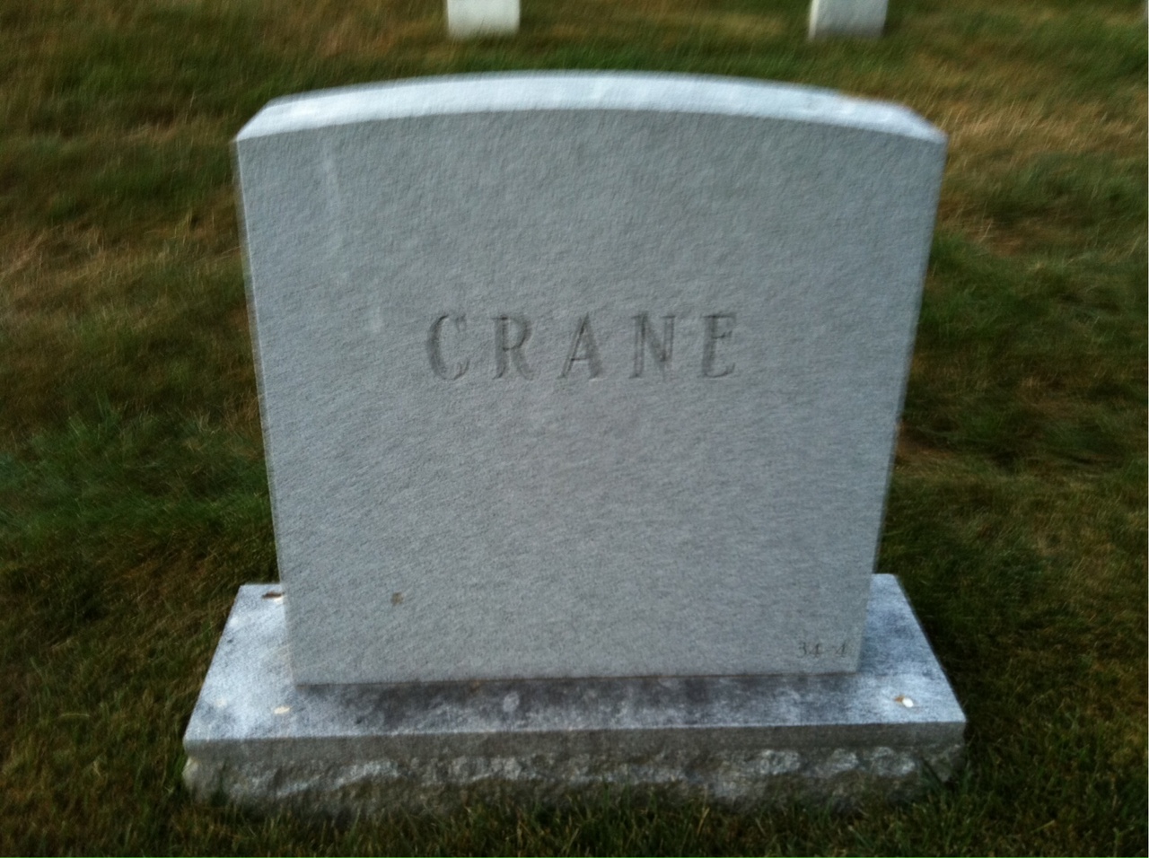Back of headstone — William Carey Crane