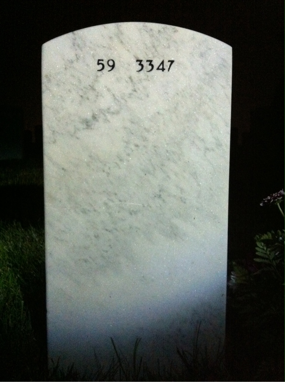 Back of headstone — Ployer Hill