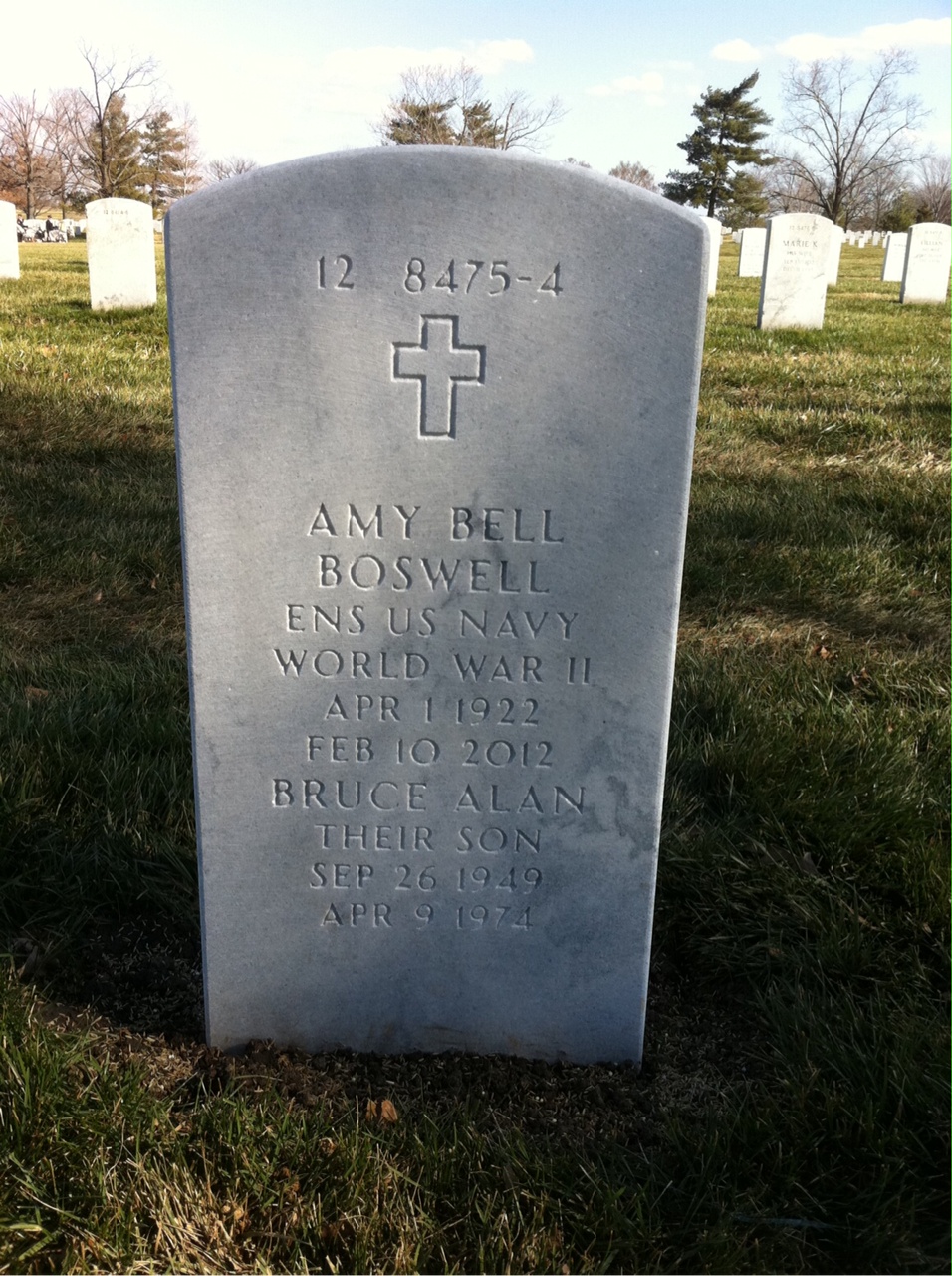 Back of headstone — Amy Boswell