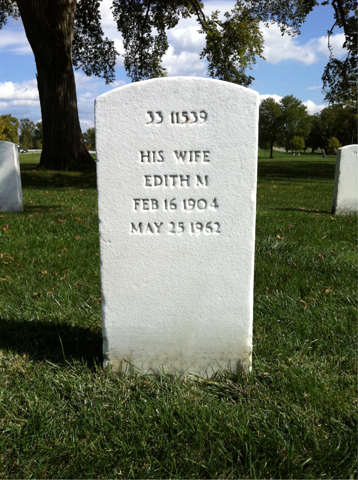 Back of headstone — Edith Morrison