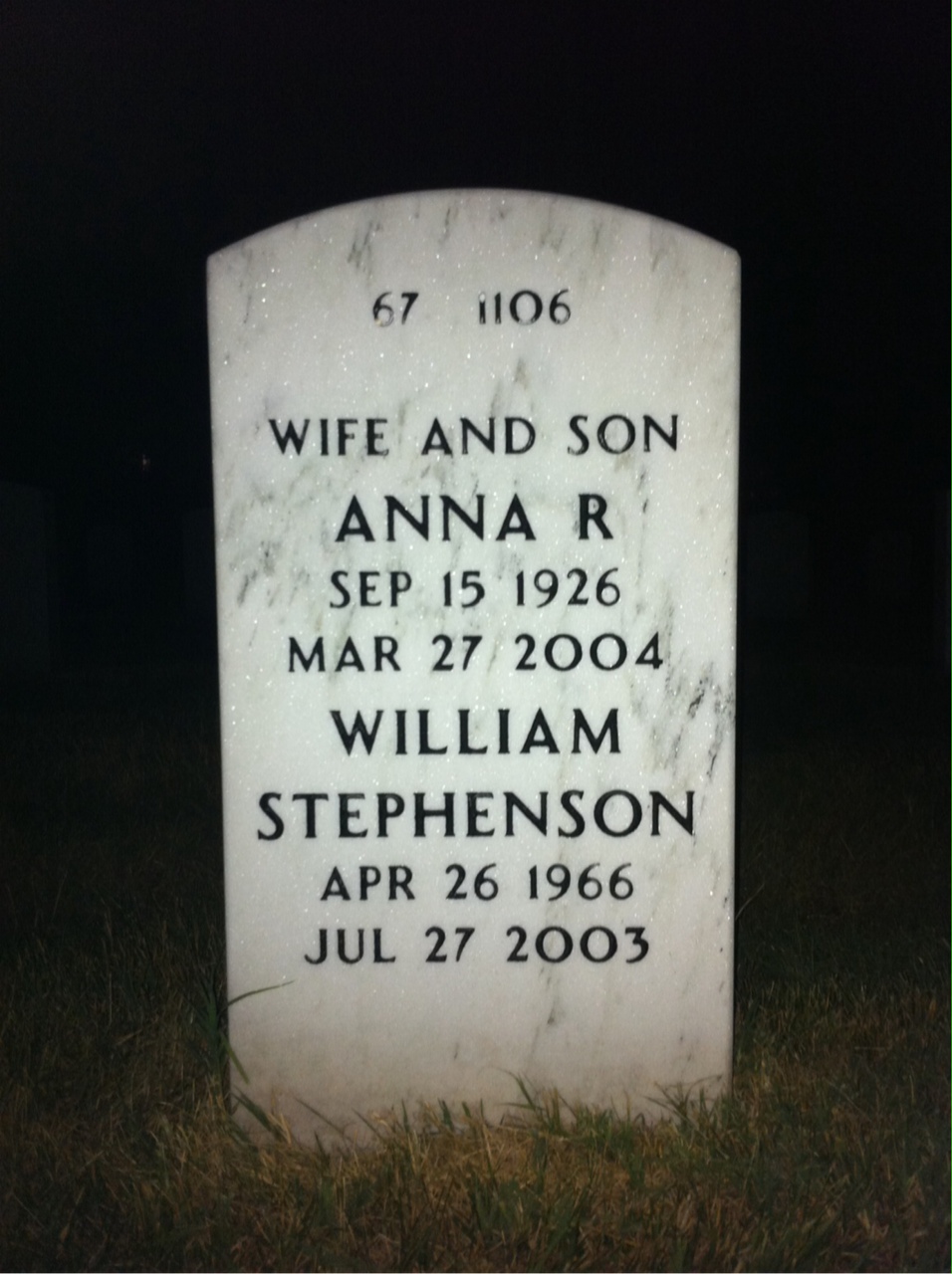 Back of headstone — Stephen James