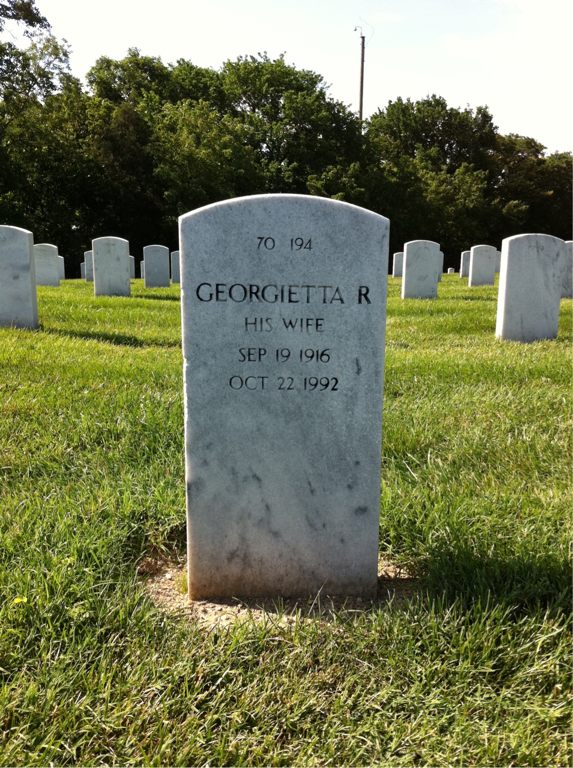 Back of headstone — Georgietta Mcneal