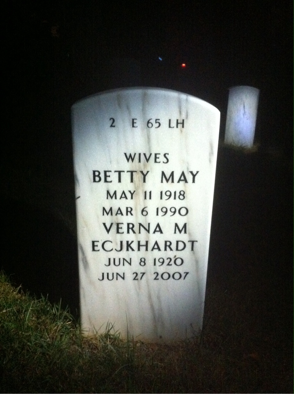 Back of headstone — John Craven