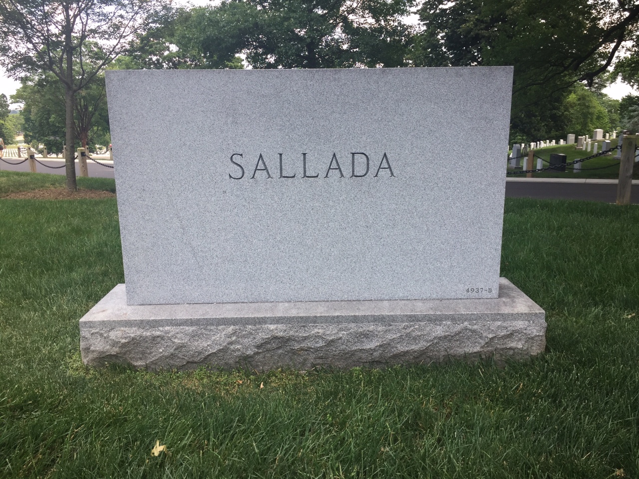 Back of headstone — Harold Sallada