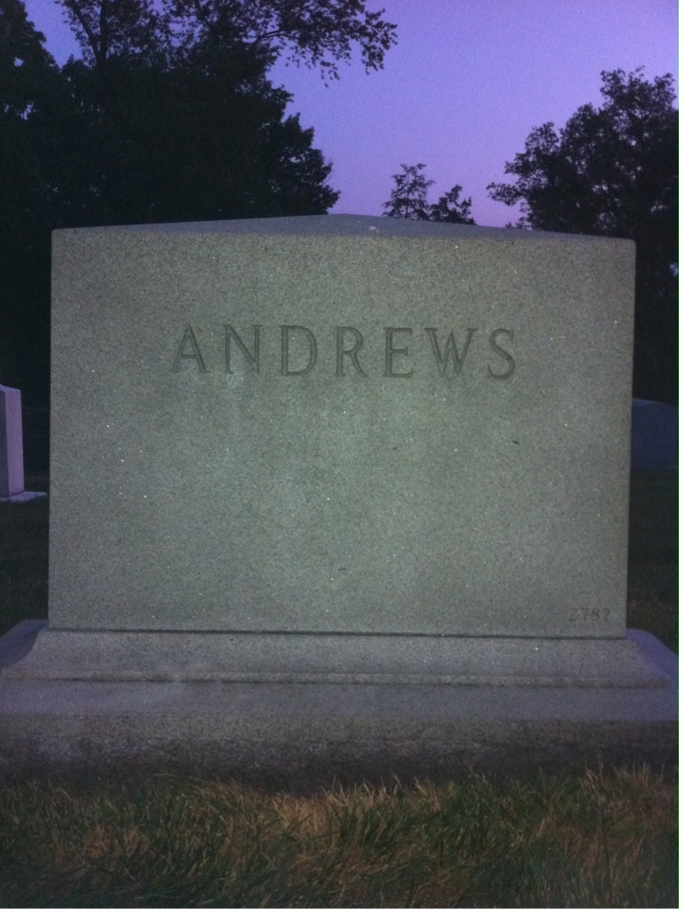Back of headstone — Ellwood Andrews
